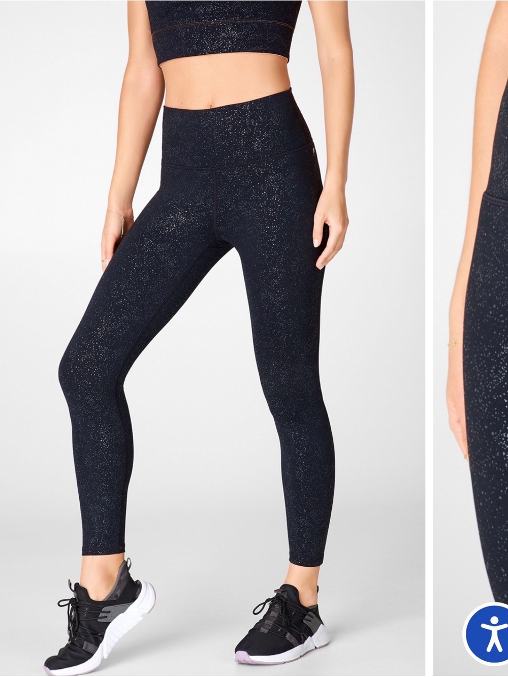 Fabletics PowerHold High-Waisted Compression Pocket Speckled Ankle Leggings XS